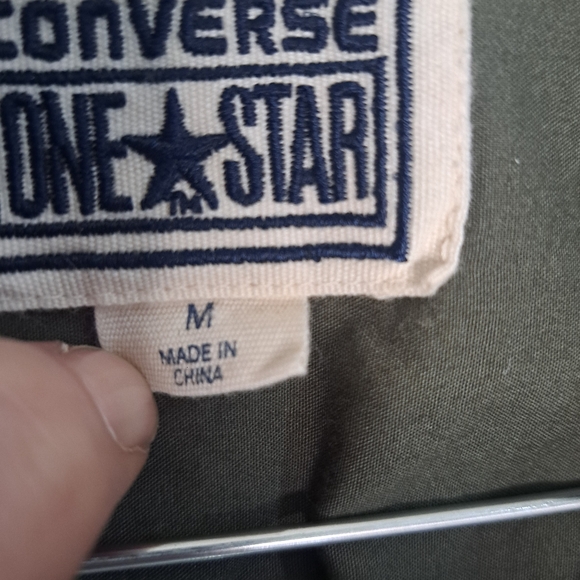 Vintage Converse One Star Mens Medium Olive Dark Green Utility Button-Down Shirt - Picture 4 of 8
